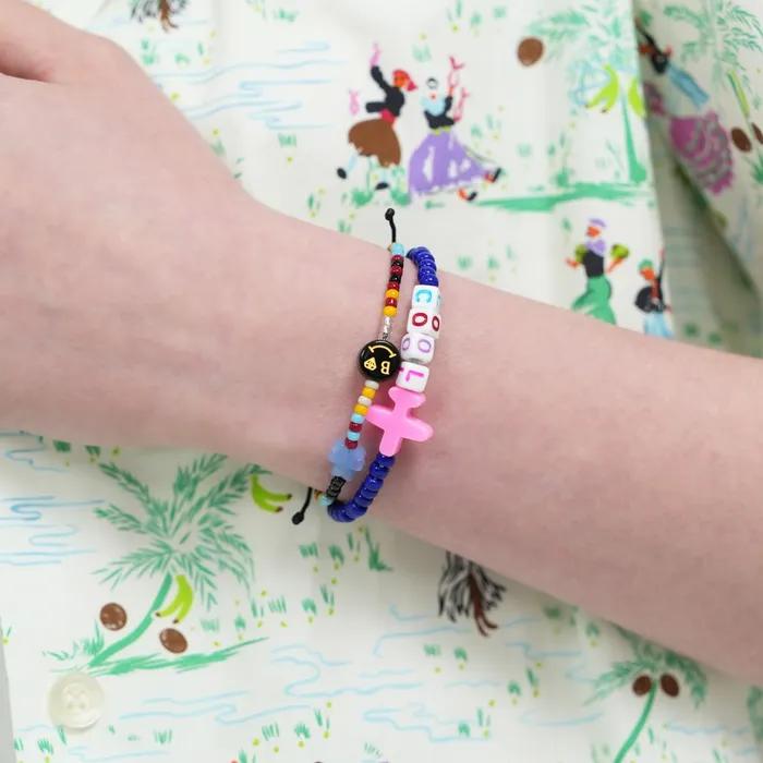 Kitsch Motives Charm Beads Knot Bracelet Kitsch Smile Teddy Bear Charm Beads Thread Bracelet Knot Bracelet