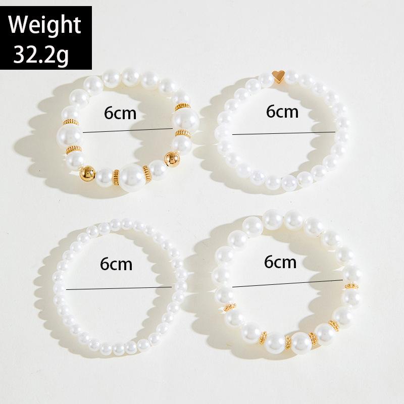 European And American Fashion Love Imitation Multi-Layer Pearl Bracelet Set Temperament Advanced Sense Beaded Ins Style