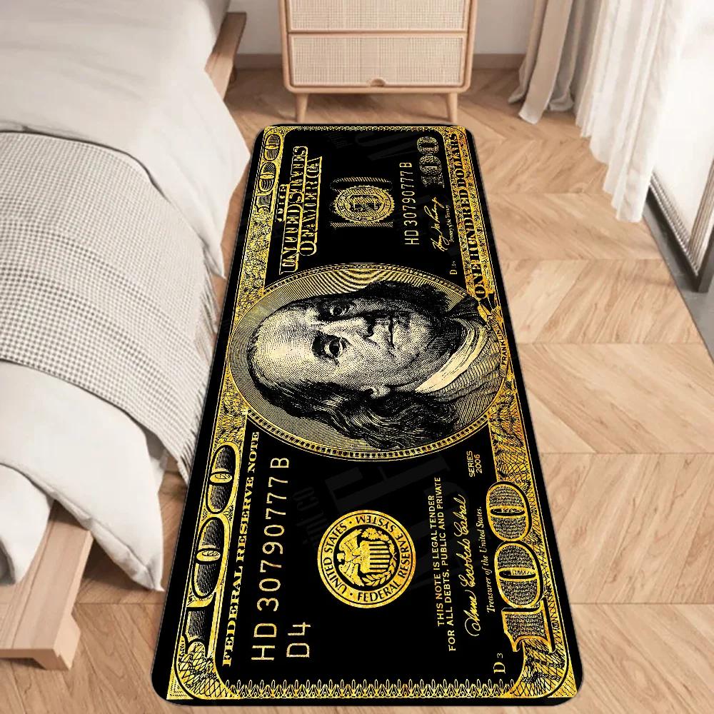 Dollar Money Floor Mat Graphic Printed Flannel Doormats for Bathroom Kitchen Entrance Carpet Home Decor
