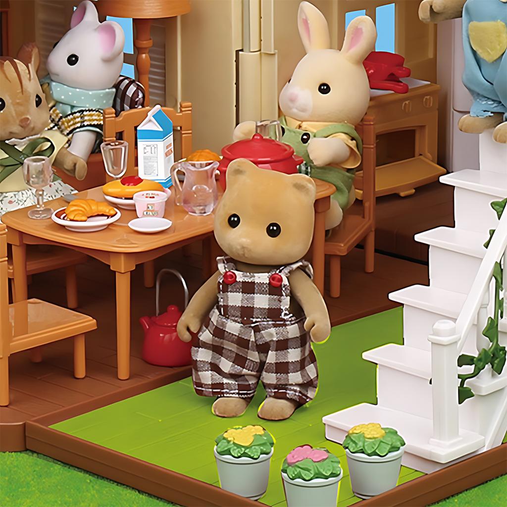 Non-Toxic 1:12 Forest Family Dollhouse Furniture Montessori Miniature Doll House Kitchen Bedroom Bathroom Accessories For Children Gifts