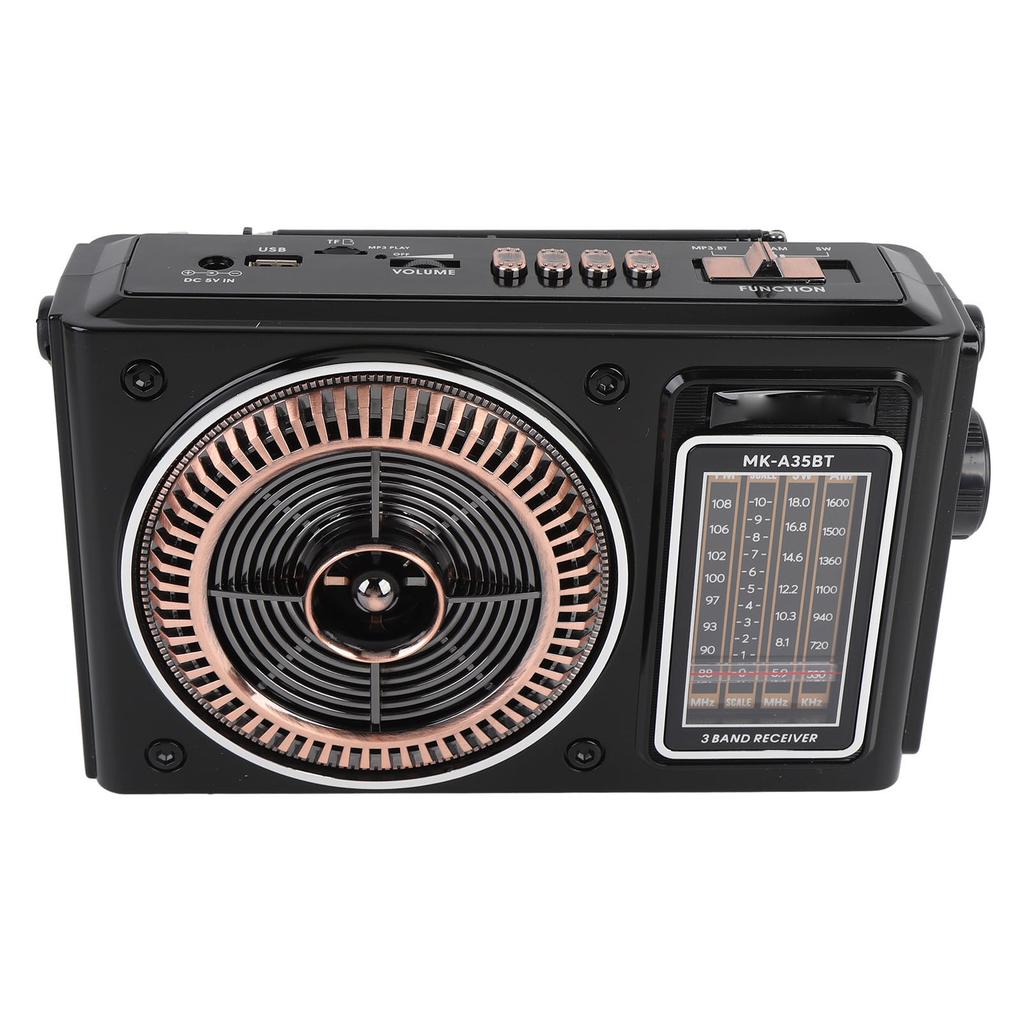 Radio Portátil AM FM Onda Corta con Bluetooth 4 en 1 Radio de Banda Completa Soporta Reproducción con Tarjeta de Memoria para