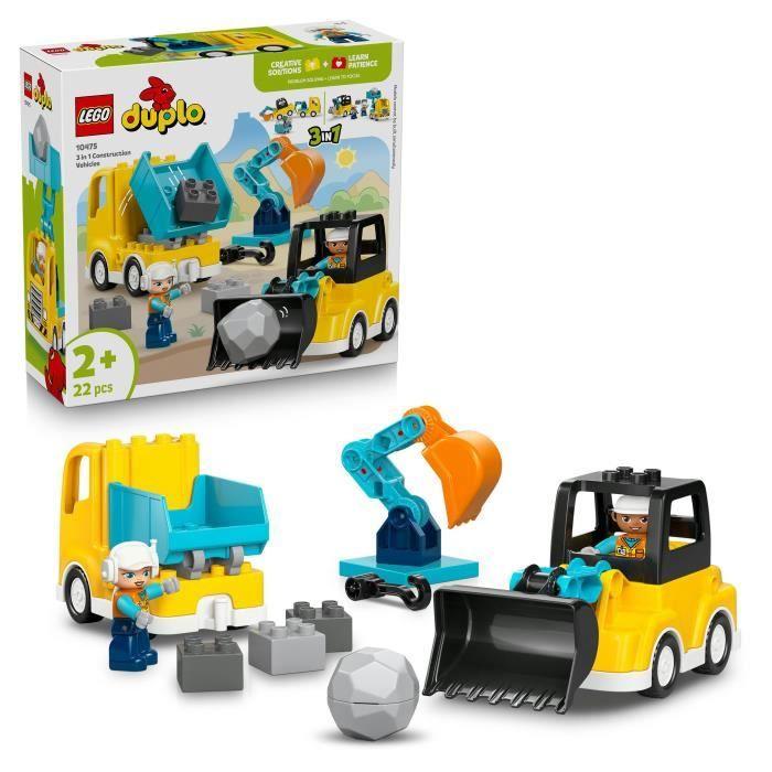 LEGO DUPLO Ma Ville 10475 Les Véhicules de Chantier 3-en-1 - Jeu Interactif des 2 ans