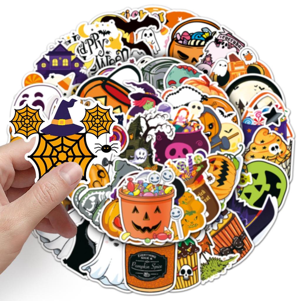 100 Halloween Graffiti Stickers: Personalized Cartoon Festival Decorations for Water Bottles & Phone Cases.