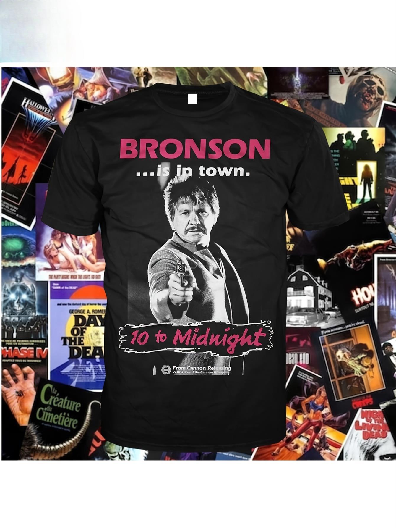 

Men s Heavyweight 230g Cotton T-Shirt - 10 to Midnight Horror Movie & Bronson Graphic Tee M