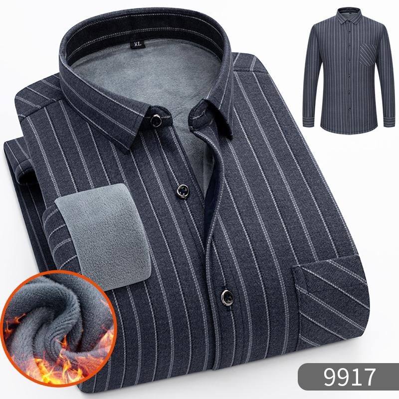 2026 Autumn/Winter New Men's Fashion Long Sleeve Plaid Shirt Fleece and Thick Warm Men's Casual High Quality Large Size Shirt