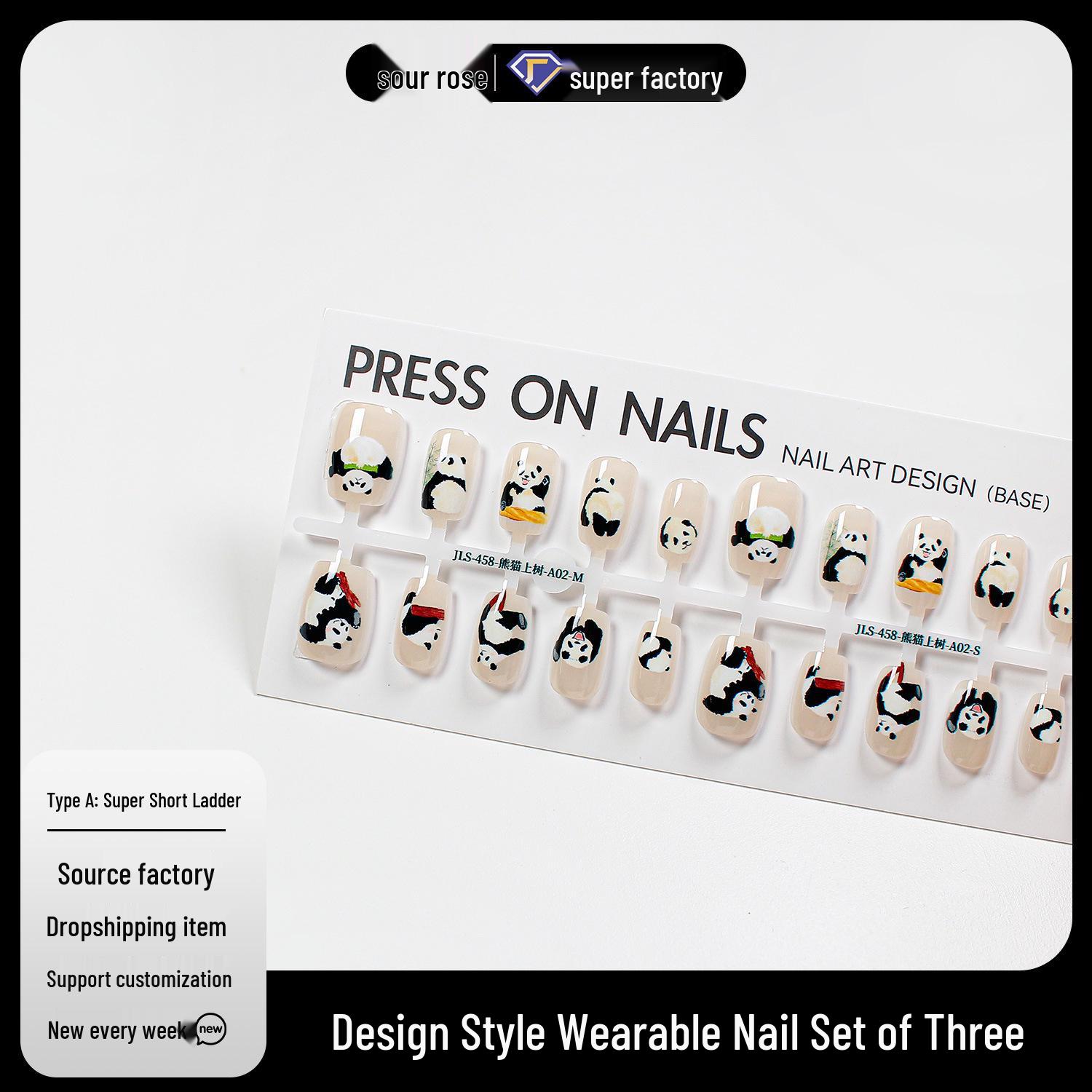 

Panda Cute Style Handmade Nail Art Tips – Pre-designed & Wearable