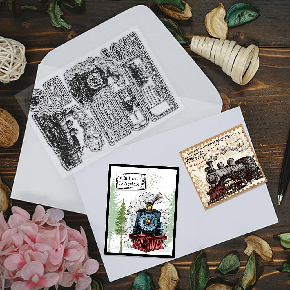 PVC Plastic Clear Stamps for DIY Scrapbooking Photo Album Decorative Cards Making Train 160x110mm