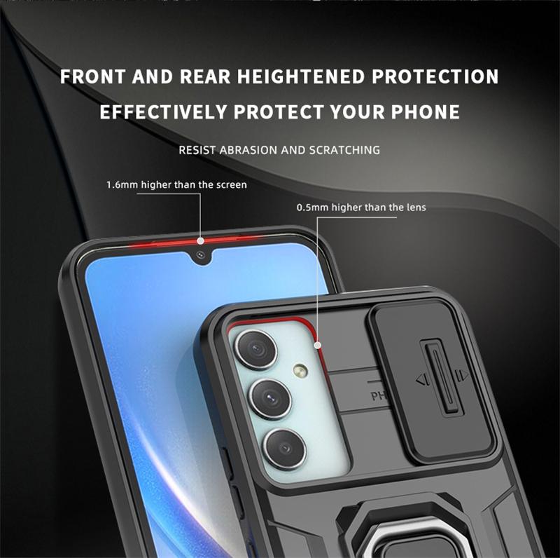 For Samsung A14 A24 A34 A54 Case Slide Camera Armor Holder Ring Phone Case For Samsung Galaxy A54 A 14 24 34 54 5G Back Cover