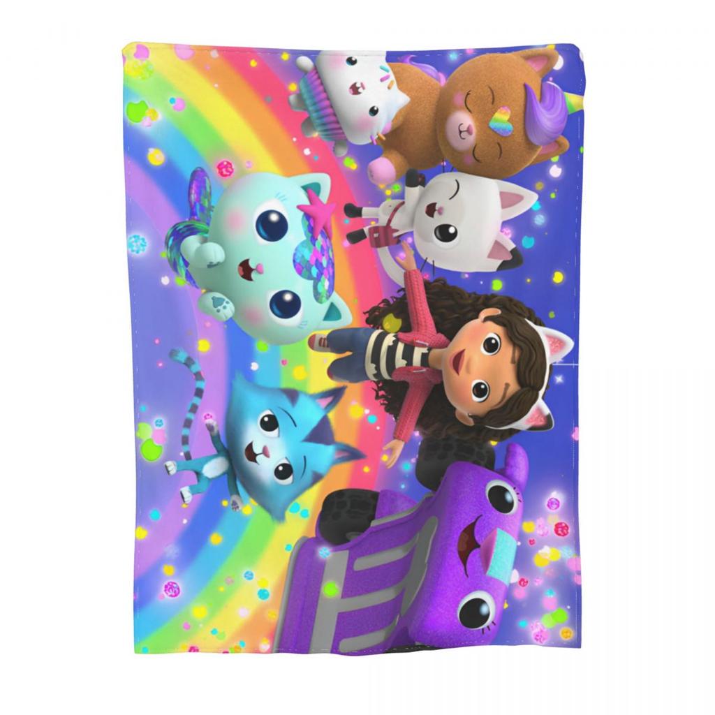 Gabbys Dollhouse Cartoon Blanket Velvet Summer Portable Super Warm Throw Blanket for Bedding Travel Bedspreads