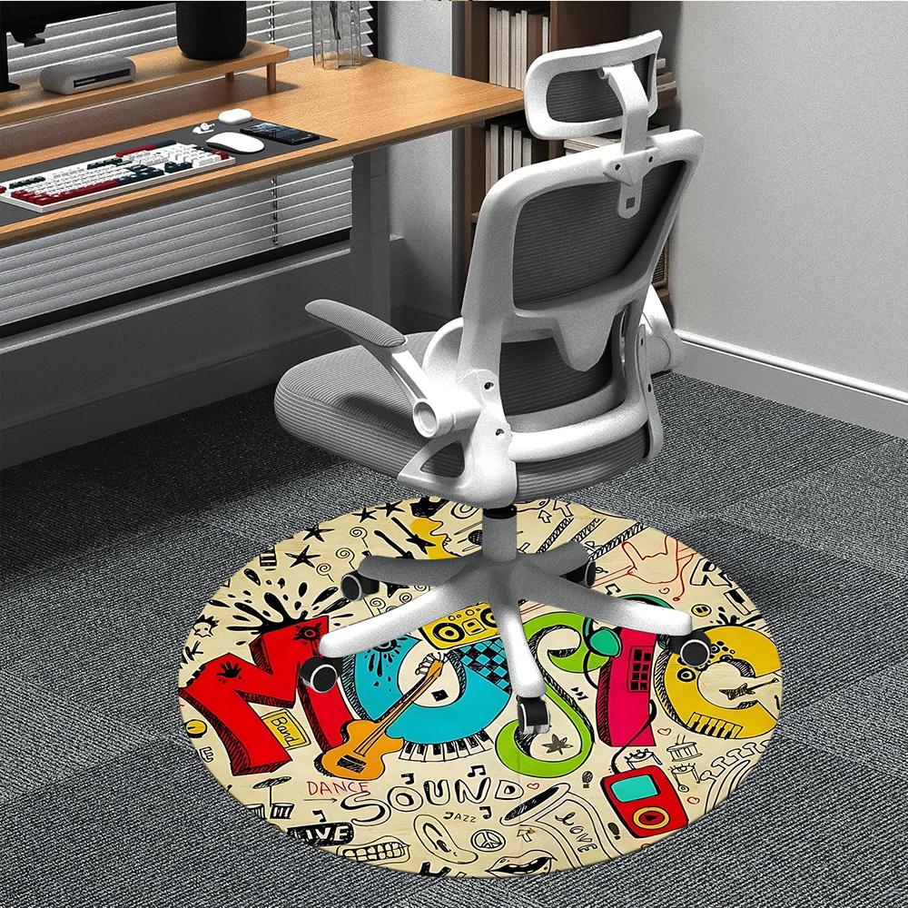 

1pc Music Sound Office Round Area Rug, Indoor Mat Suitable ForOffice, Under Office Chairs Bedroom Living Room Home Decor, Room Deco T066 80cm by 80cm