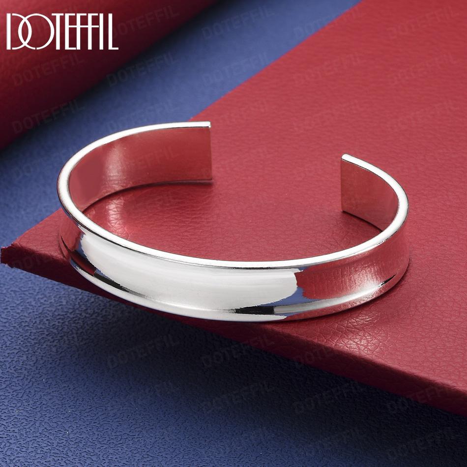 925 Sterling Silver Simple Smooth Wide Bracelet - Exquisite Gift Jewelry