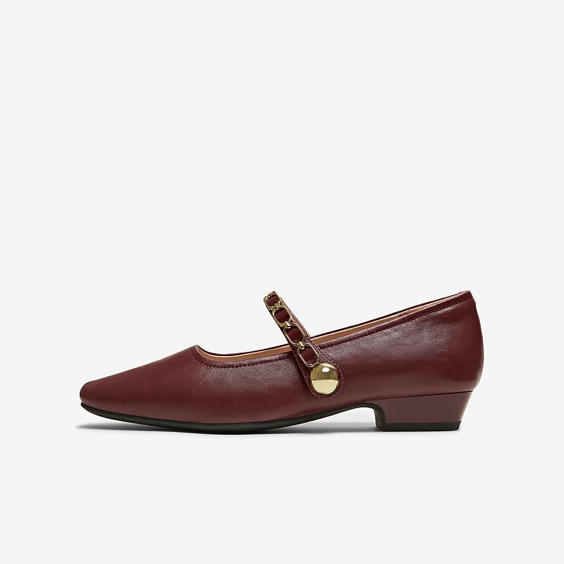 TATA Retro Mary Jane Sheepskin Flat Shoes