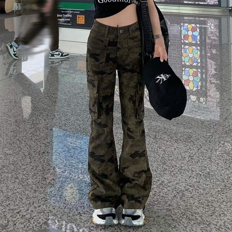 

Women s High-Waisted Slim Straight Camo Flared Jeans: Summer Workwear 3XL: Height 155-165CM (150-165 lbs)