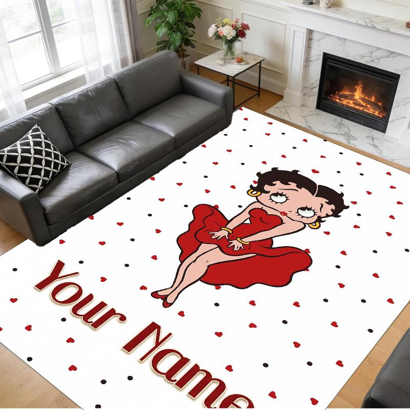 Crystal Velvet Rug Custom Name Text, Soft Non Slip Floor Mat Home DecorBetty Boop