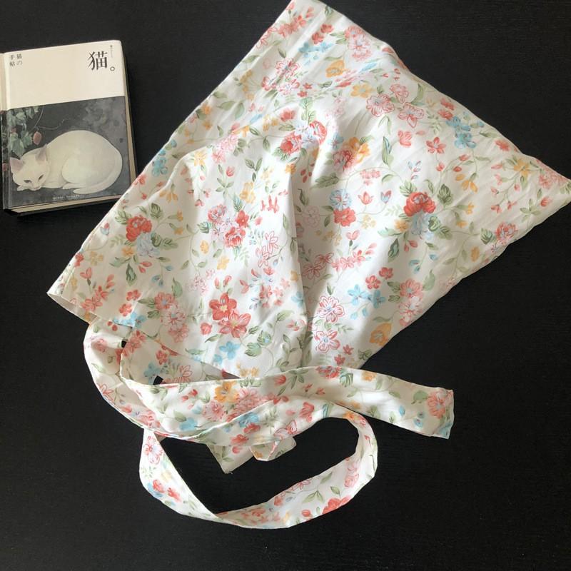 2021 New Poplin Cotton Thin Shoulder Bag Handbag Azalea Flower Floral