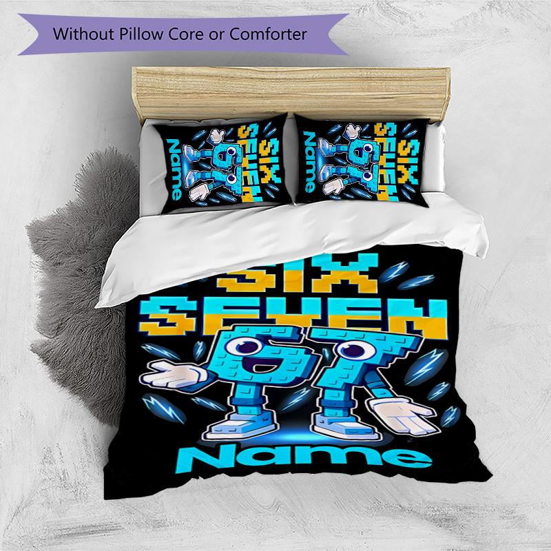 3pcs Custom Name Six Seven Bedding Set Duvet Cover Closure Includes 1 Duvet Cover & 2 Pillowcases for All Seasons Bedroom Decor