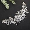 Boho Kristalle Silberblatt Haarband Hochzeit Braut Perlen Kopfschmuck Handgefertigte Haaraccessoires (Silber)