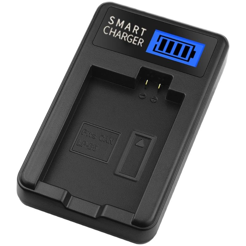 LCD USB LP-E5 Battery Charger Replacement for  EOS Rebel XS, Rebel T1i, Rebel XSi, 1000D, 500D, 450D Camera Battery