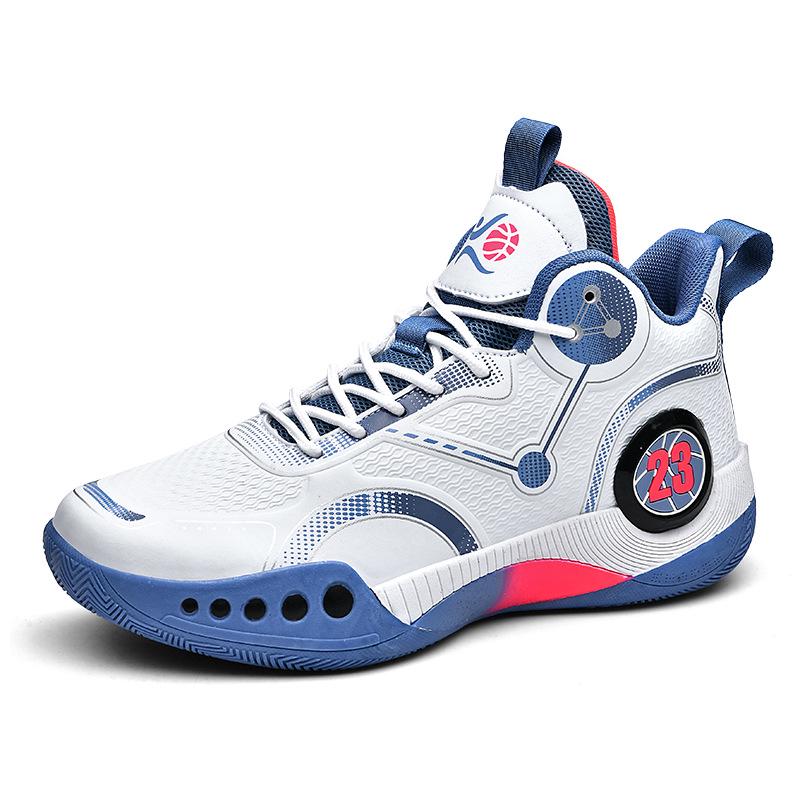 Men's High Top Breathable Non-Slip Shock-Absorbing Basketball Shoes for Middle School Students
