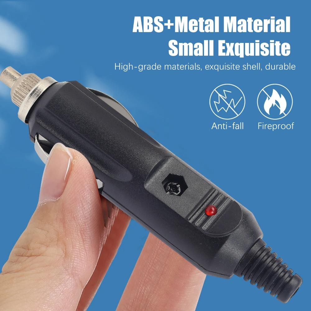 Car Cigarette Lighter Plug Male Adapter 12V 24V Replacement Connector LED Fused for Auto Truck RV Boat Power Supply Cable Head