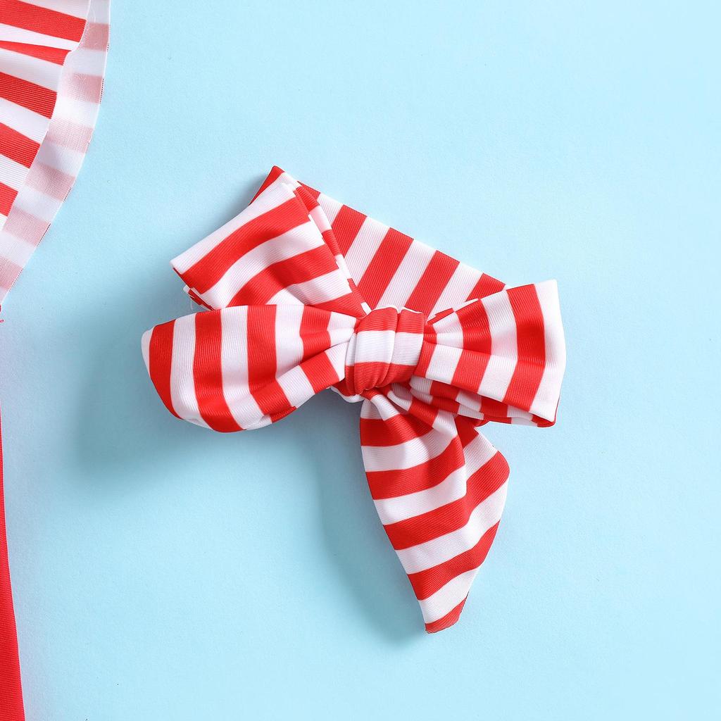 One-Shoulder Striped Swimsuit for Girls - Skirted Triangle One-Piece