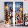 2pcs 2D Flat Printing Merry Christmas Curtain Festive Snow Christmas Fabric Without Electricity Party & Holiday Decor Perfect