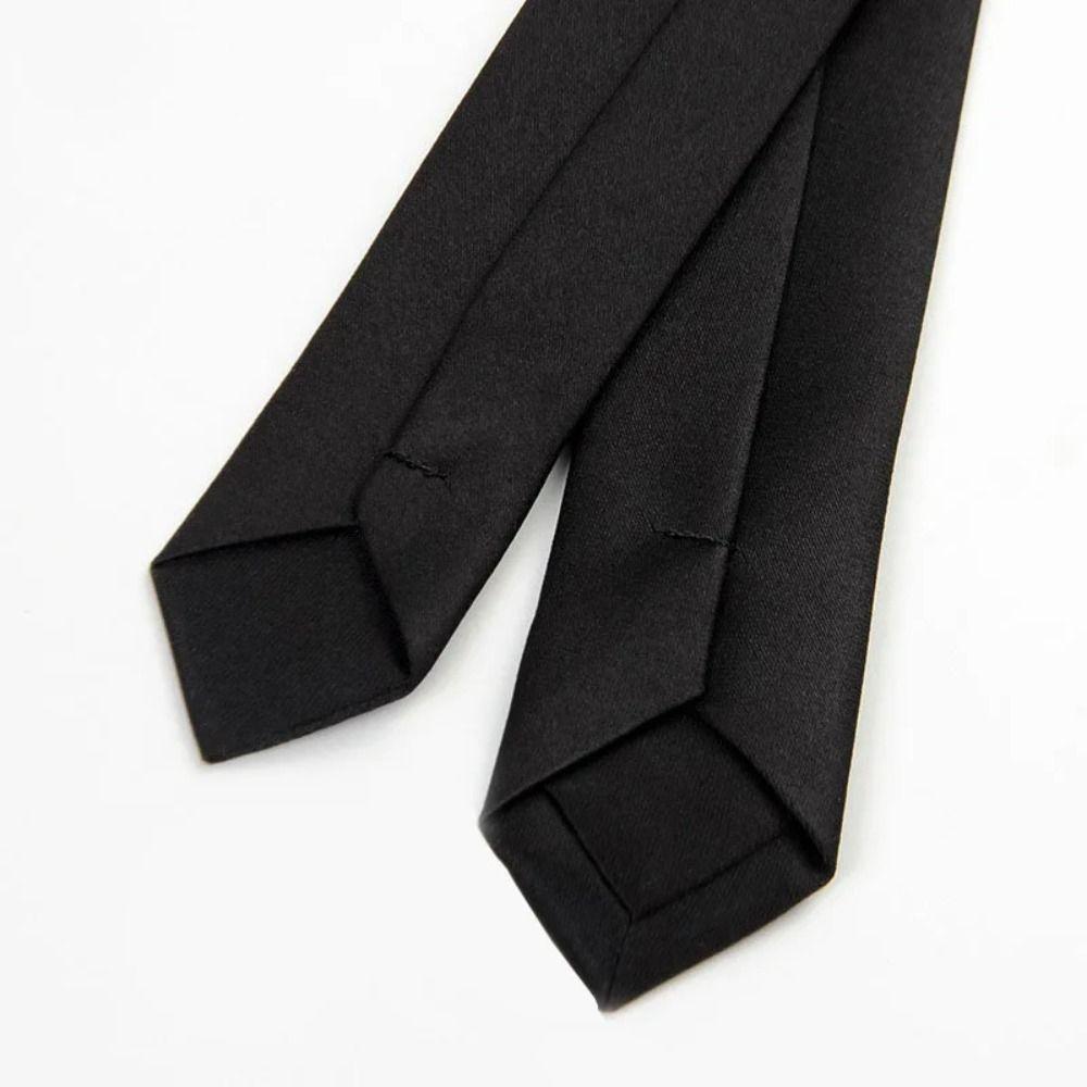 Fashion Elegant Black Neck Tie Classic Skinny Narrow Necktie New Satin Super Slim Tie