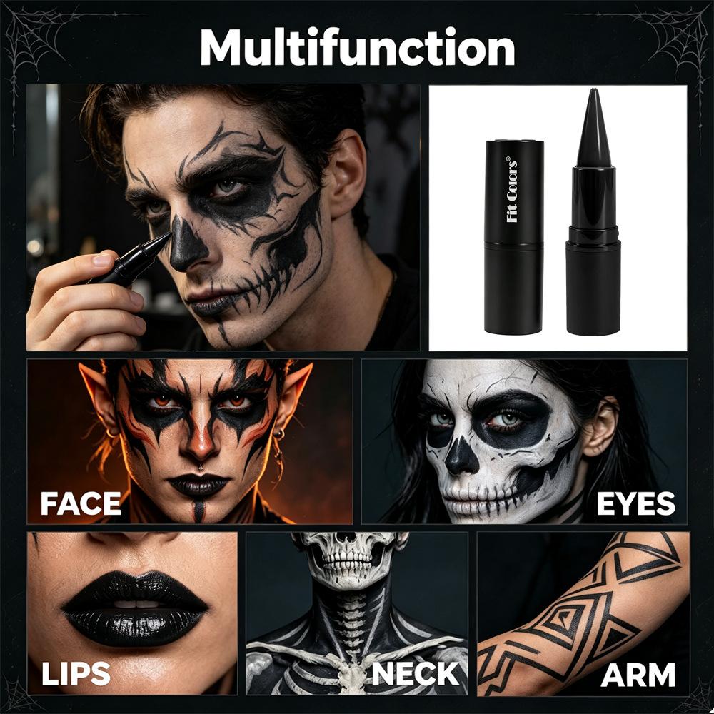 Matte Punk Black Lipstick Waterproof Long Lasting Lip Gloss Face Body Painting Gothic Dark Makeup Party Halloween Cosplay Makeup