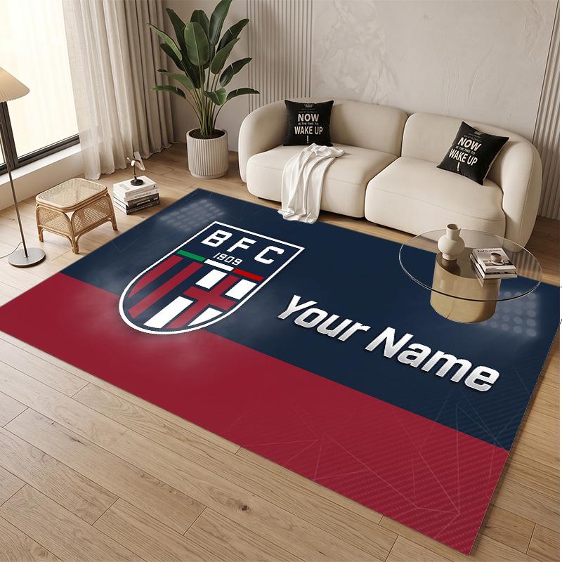 Personalized Crystal Velvet Carpet Bologna FC Pattern Non Slip Floor Rug