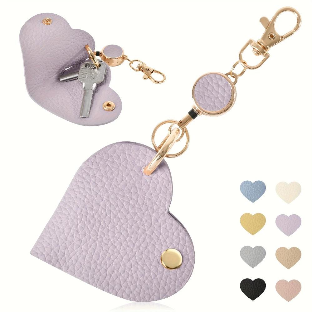 Love Heart Pu Leather Keychain DIY Bag Charm Multi-color Heart Shaped Pendant Bag Ornament светло-фиолетовый