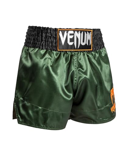 VENUM Muay Thai Trunks CLASSIC // Venum Kick Pants, Boxing Trunks, Sportswear, Training, Martial Arts (Green x Black x Gold, Large)