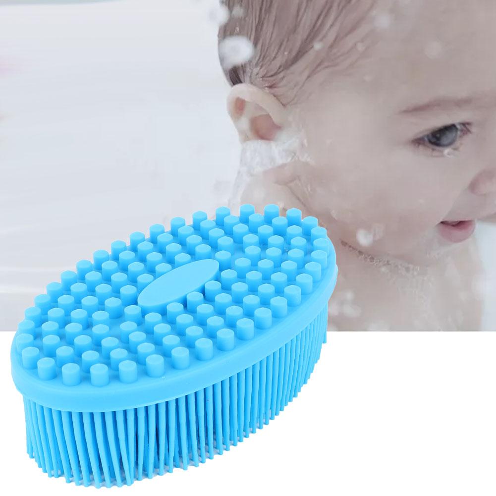 Silicone Baby Sensory Brush Massage Bath Tactility Training Brush Head Hair Washer Comb(Blue)