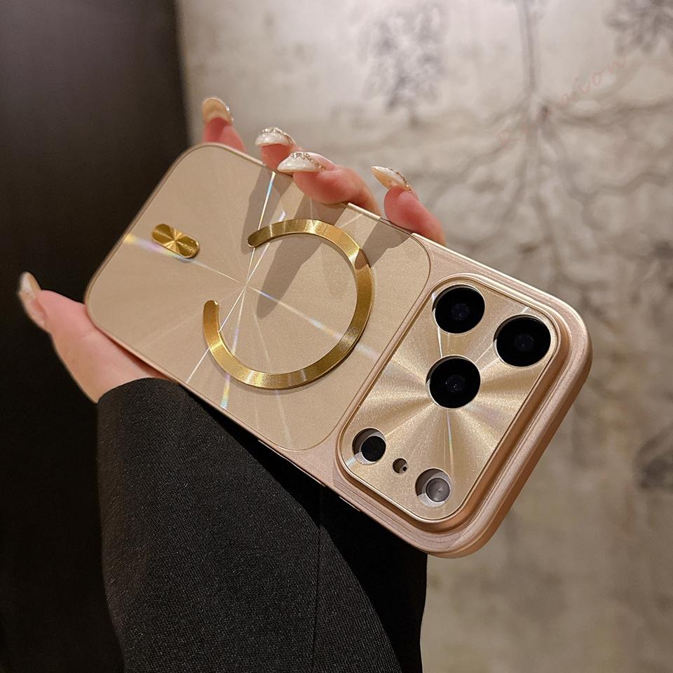Big Windows Magnetic Phone Case For iPhone 17 13 14 15 16 Pro Max Air Magsafe Official CD Laser Shockproof Protector Cover