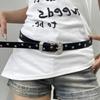 Punk Star Rivet Waist Belt Punk Style PU Leather Waistbands Vintage Y2K Wide Belt  Ornament