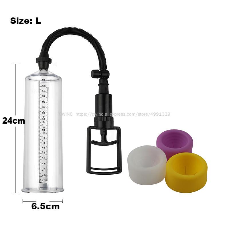 CW0252 Male Penis Pump Enlarger Vacuum Pump Extender Large with Extra Sleeves Sex Toys for