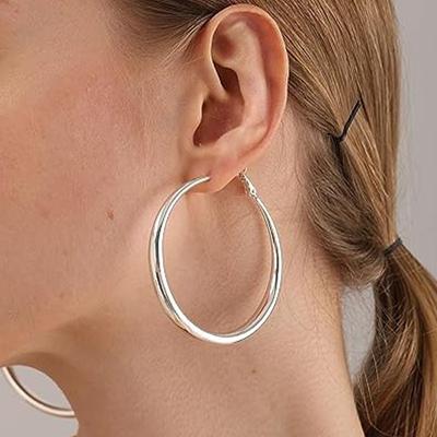Classic Simple Geometric Round Big Stainless Steel Hoop Earrings For Women Exaggeration Circle Bride Earrings Jewelry Accessory