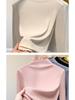 Women's Modal High Neck Long Sleeve Shirt - Elastic Slim Fit, Trendy Thin Style for Spring, Autumn, and Winter.