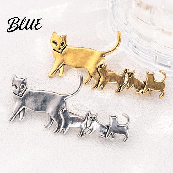 Cat Backpack Pin Family Brooch Pin, Golden Silver Plated Alloy Kitten Lapel Animal Pins Shape Badge Jewelry for Clothing Bags Hats Coats Accessories