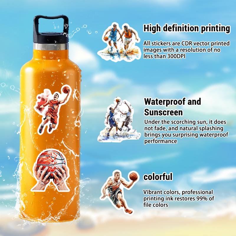 High-Standard 50Pcs Premium-Quality Waterproof Superior-Grade Vinyl Superior-Grade Basketball Sports First-Class Stickers Premium-Quality For