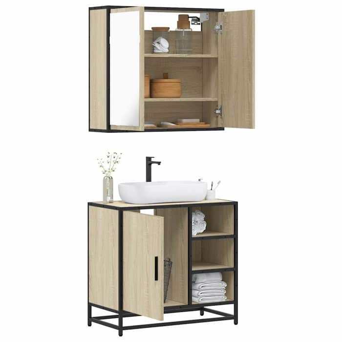 VidaXL Ensemble de meubles de salle de bain 2 pcs chêne sonoma 3300906