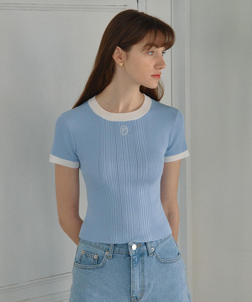 ROLAROLA Small Logo Half Knit Light Blue