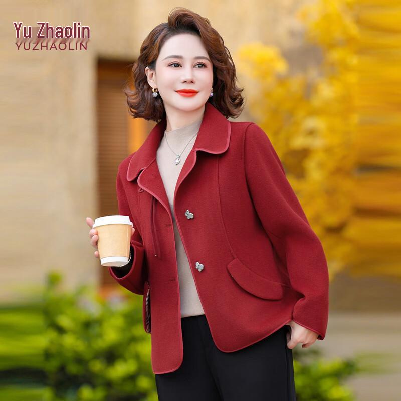 YUZHAOLIN Mid-Aged Women s Wool Blend Spring/Autumn Coat 3XL