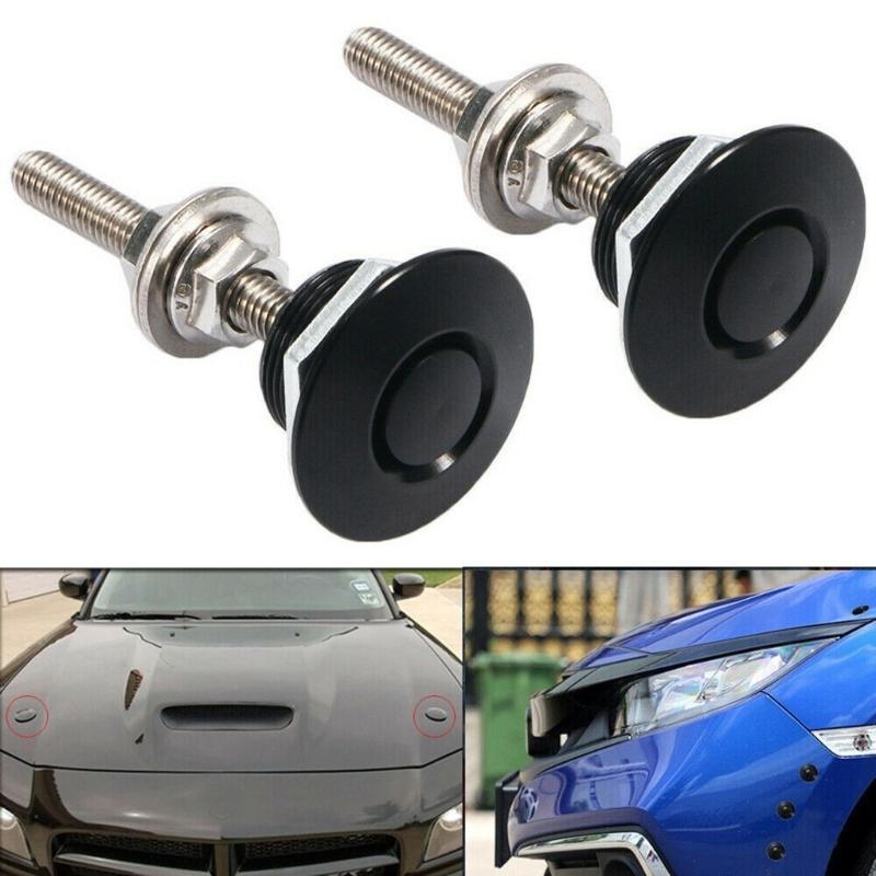 2x Universeller Auto Druckknopf Motorhauben-Pin Verschluss-Clip Universal Auto Schnellverschluss für Riegelhauben Außenteil Zubehör