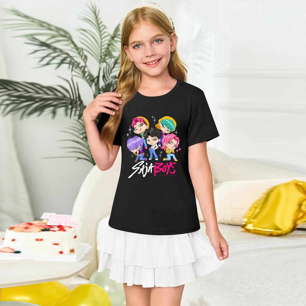 Fashionable Round Neck Short Sleeve Work Clothes Printed Tops For KID Summer Tops