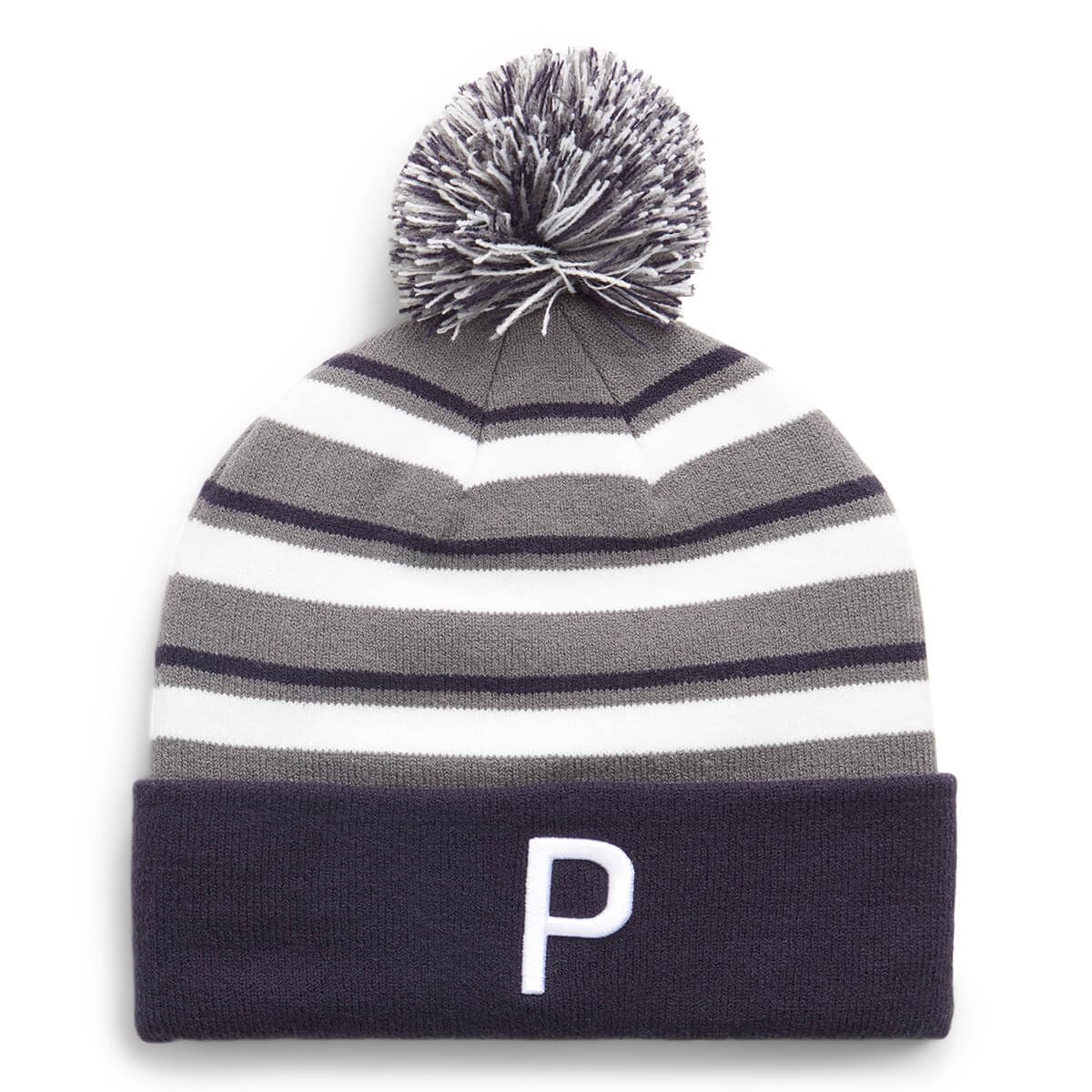 

PUMA Golf WRMLBL Striped Pom Navy Sky Men s Beanie, 024809, Blazer/Slate