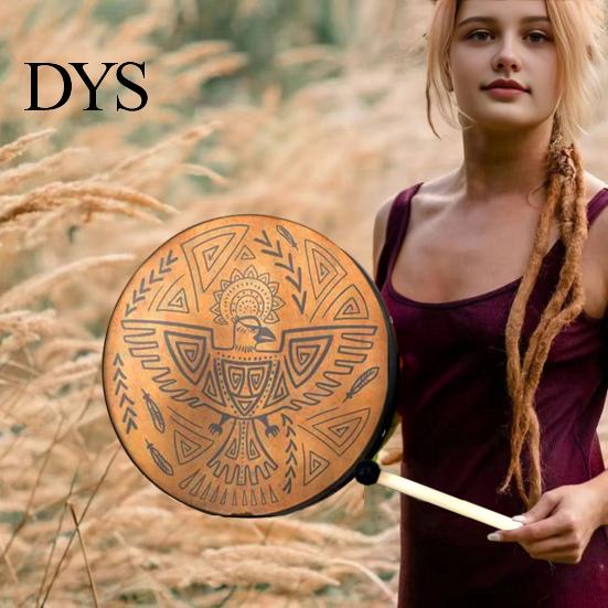 Pure Sound Drum Shaman 10 Zoll Handgefertigt Hand mit Stock Baum Walnuss des Lebens Heilungsinstrument für Spirituelle Musik Reflexion Meditation