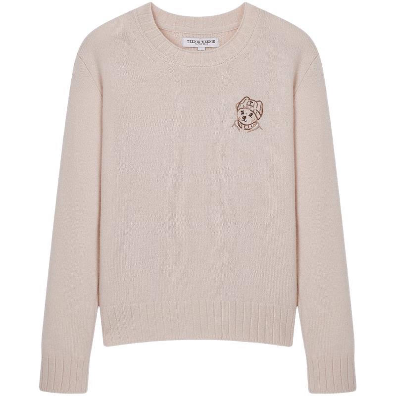 Teenie Weenie Women's Embroidered Round Neck Knit Sweater