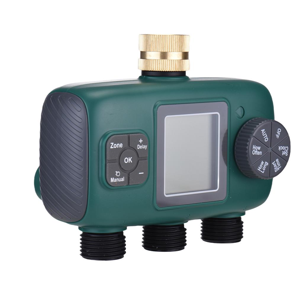 Watering Timer LCD Display Brass Valve Irrigation Timer 3 Outlet Timer for Garden Irrigation