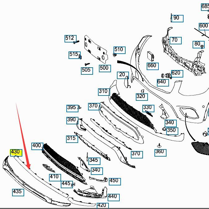 Matte AMG Front Bumper Trim for Mercedes-Benz GLC260 W253