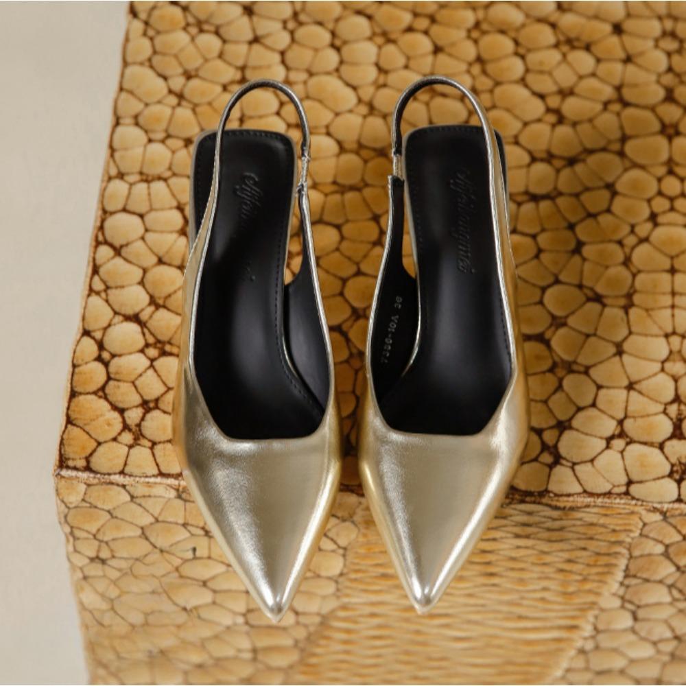 French Style Baotou Sandals for Women's Summer New Style Pointed High Heels for Womens Light Mouth Versatile Back Empty Pumps